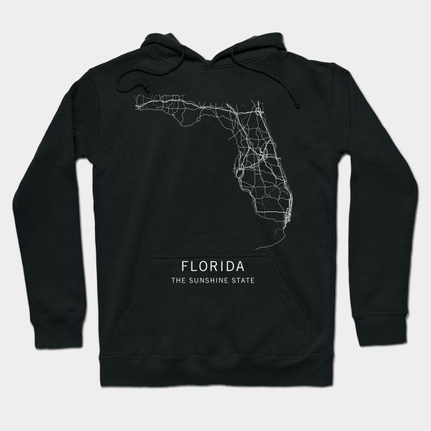 Florida State Road Map Hoodie by ClarkStreetPress